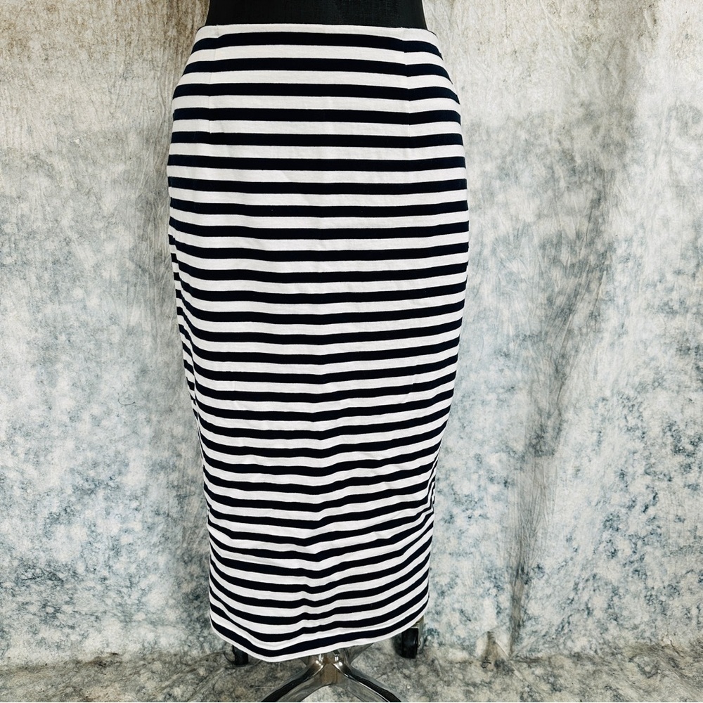 J. Crew black and White Striped Pencil Skirt